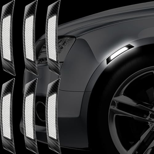 6 piezas de calcomanías laterales de fibra de carbono con ribete reflectante para automóvil accesorios exteriores para automóvil SUV camioneta rueda
