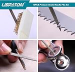Libraton Mini Metal File Set 13PCS Needle File Set with Carry Case Includes 6 Steel Files & 6pcs Diamond Files and Steel Brush for Shaping Diamond Metal Wood Plastic Wood Carving Craft Tool