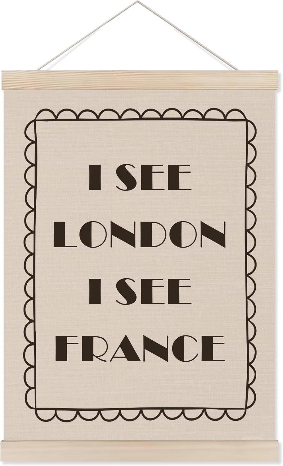 Welshower Funny Bathroom Poster Hanger Frame, Beige and Black Humorous I See London I See France Wall Art Prints Decor for Kids Bathroom Powder Room Washroom Restroom, 12x16 Inch