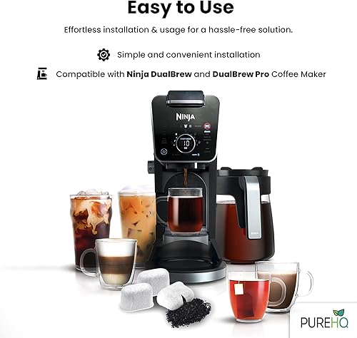 Miniatura 3 de PUREHQ Filtro de agua Ninja para cafetera Ninja Dual Brew  Compatible con DualBrew Pro CFP201 CFP301 CFP307 CFP451CO  Incluye soporte de filtro y 15