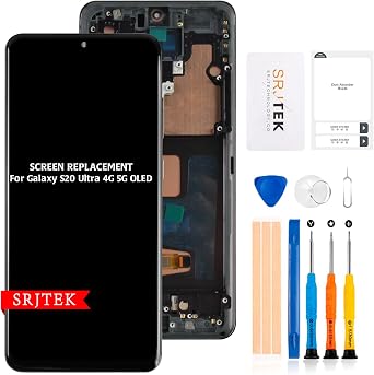 SRJTEK For Samsung Galaxy S20 Ultra 5G LCD Screen "OLED Fingerprint Support 6.78" Not OEM" Screen Replacement Repair Frame Touch Panel Digitizer for SCG03 SM-G988 Model LCD Display Touch Screen