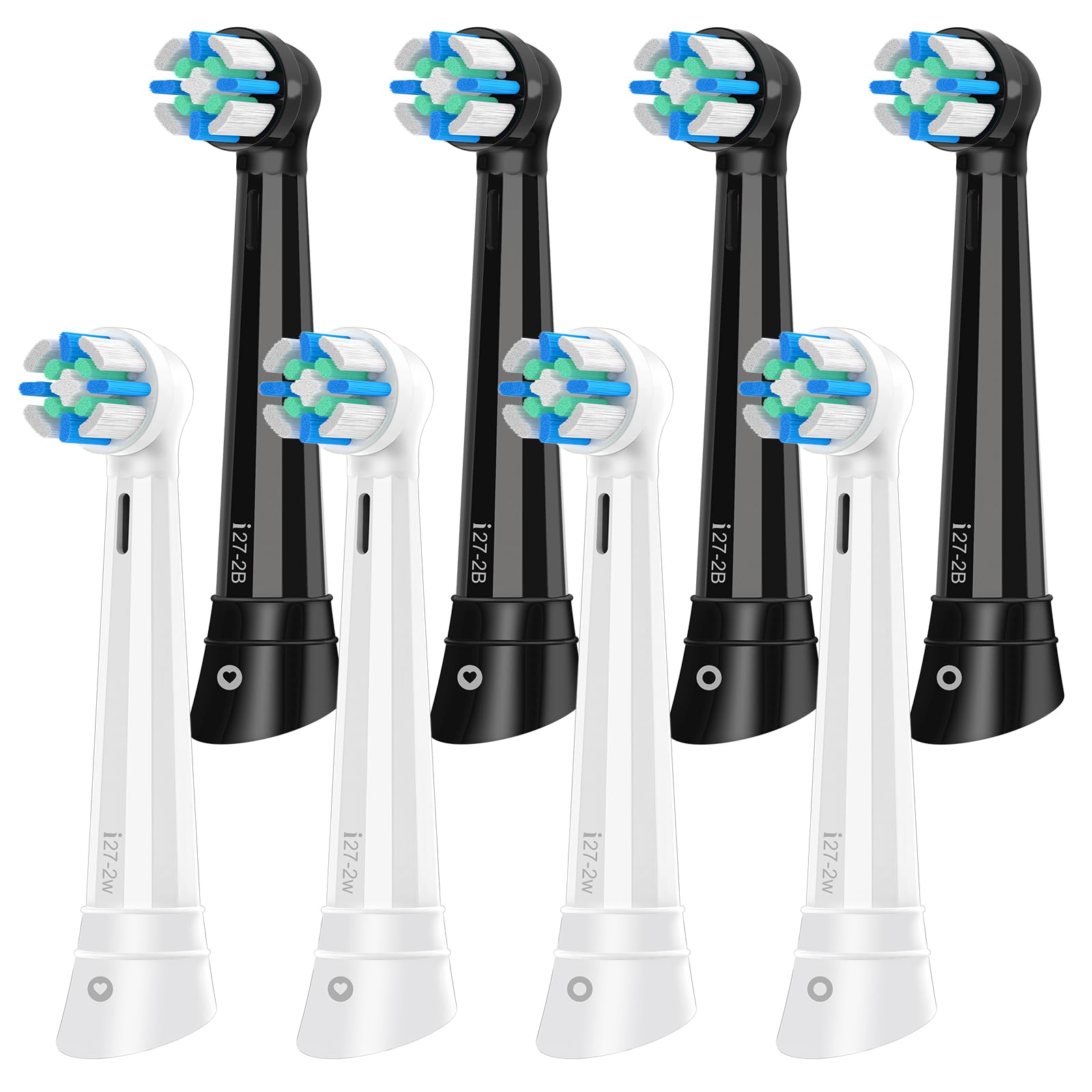 8Pack Toothbrush Replacement Heads Compatible with Oral b iO Series Electric Toothbrush,Replacement Brush Heads for iO3/4/5/6/7/8/9/10,WhiteBlack