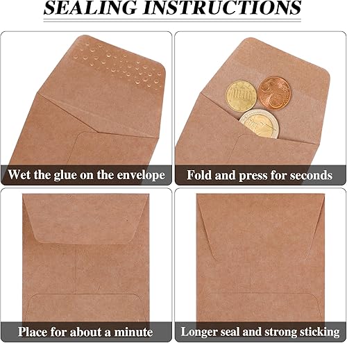 Miniatura 5 de Paquete de 100 sobres de diseño exterior moderno para pequeños y exquisitos sobres de monedas de 3.15 x 3.55 pulgadas, sobres de semillas de papel