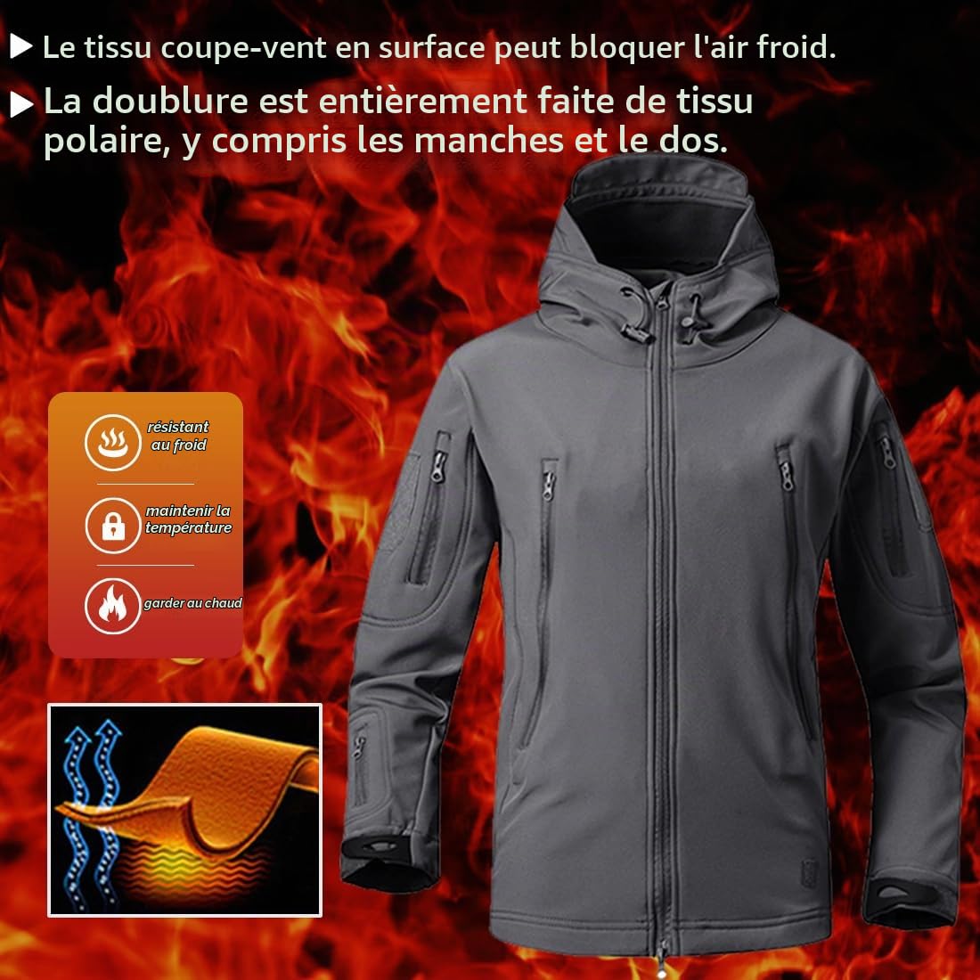 WINKEEY Veste Homme Coupe Vent Blousons Homme Camouflage Veste Manteau Homme Automne Hiver imperméable Veste de Pluie