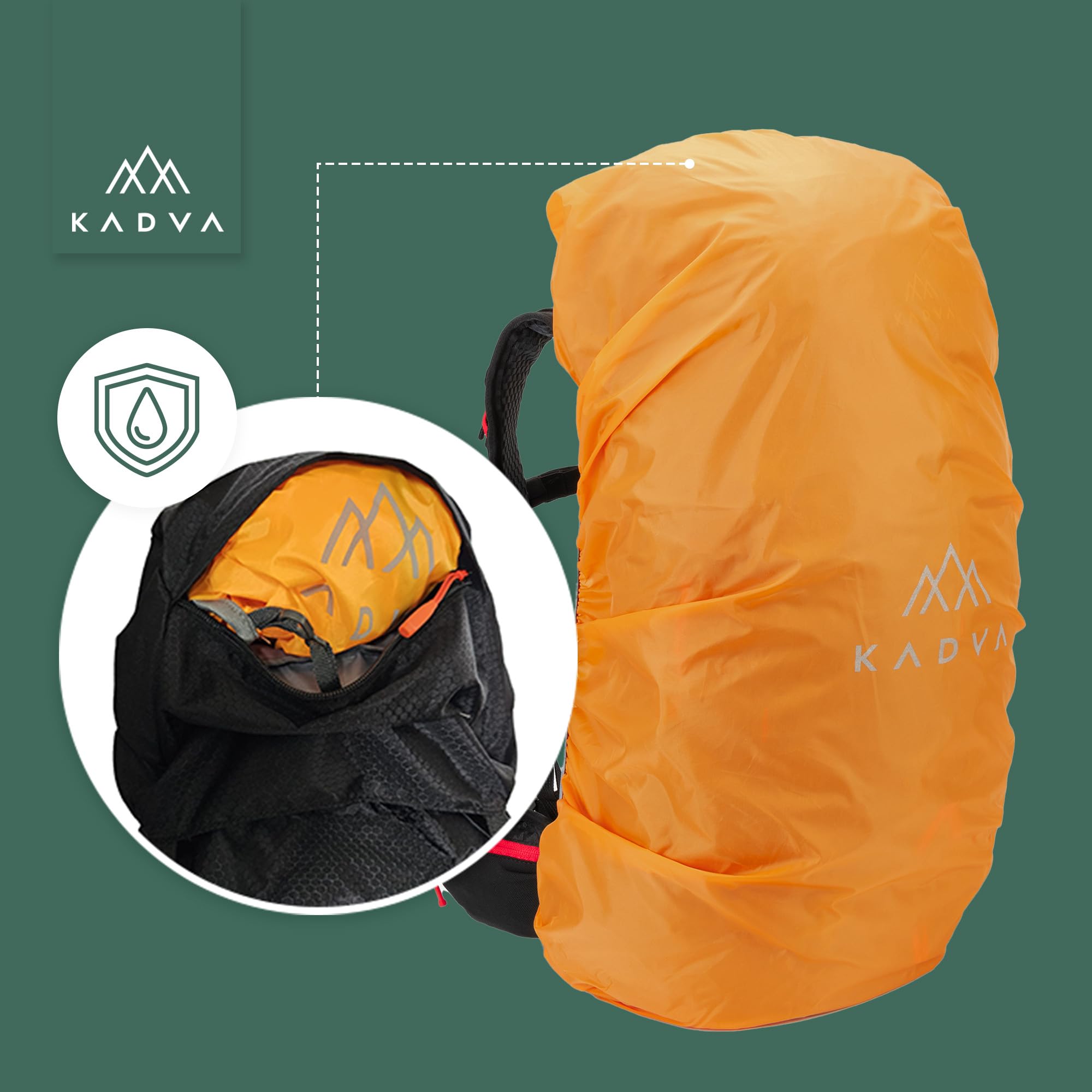 KADVA Vagabundo Mochila de trekking de 40 l, sistema de transporte Windspire Pro, material hidrófobo, funda para lluvia, correas exteriores.