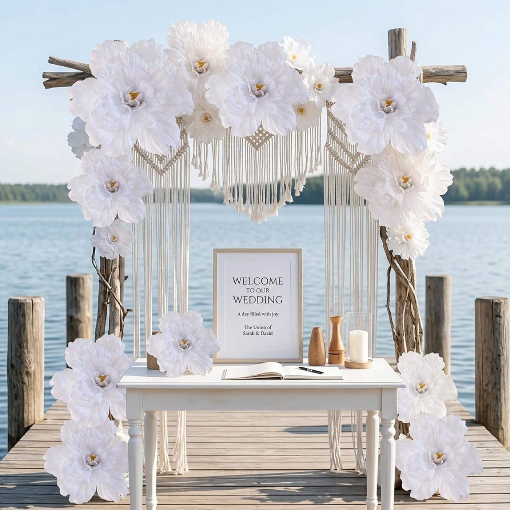Fiori giganti di carta velina, grande peonia artificiale, bouquet di fiori di peonia artificiale da 59,9 cm, per matrimonio, benvenuto, decorazione da parete ed eventi fotografici, bianco