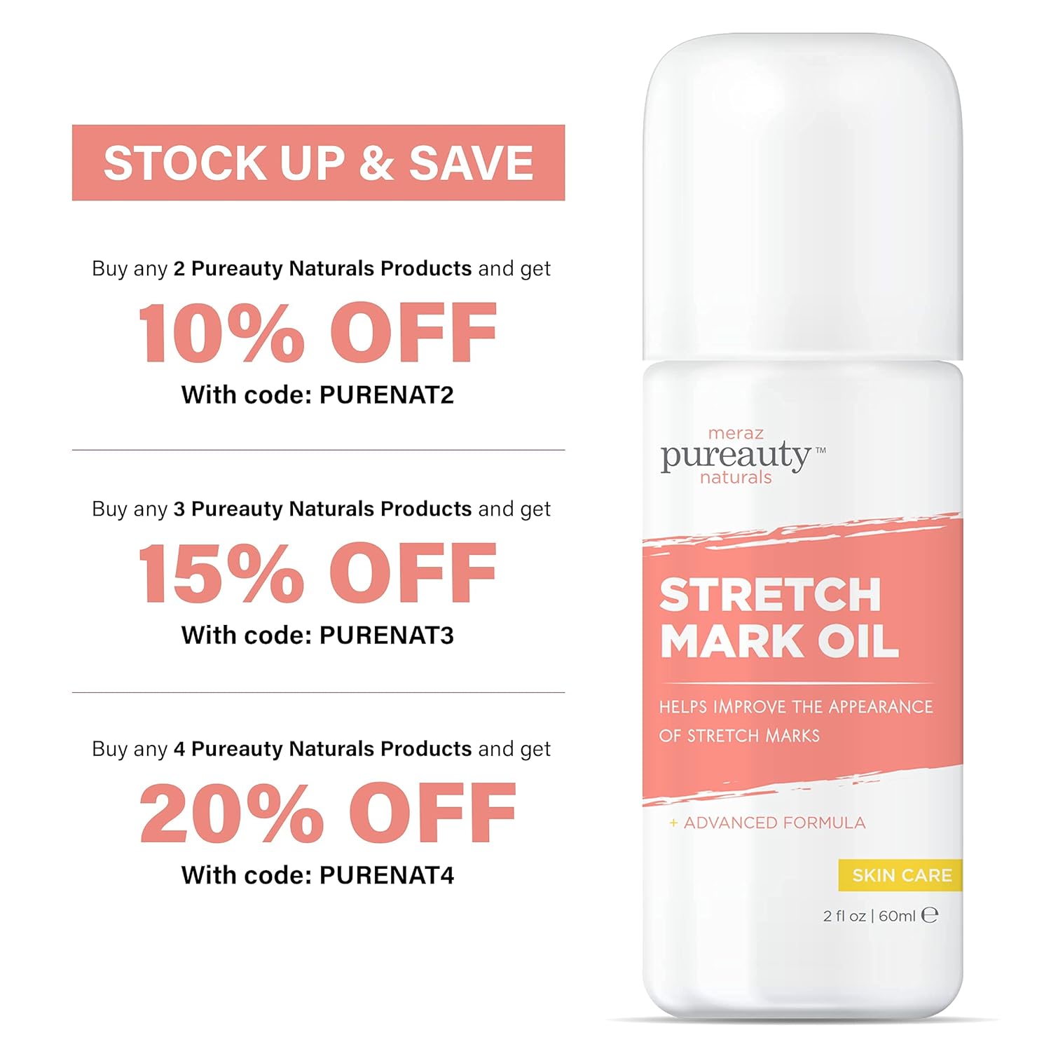 Stretch Mark Oil For Pregnant Women, Stretch Marks During Maternity, And Postpartum Skincare, Body Skin Moisturizing Pregnancy Stretch Mark Cream For Minimizing Strechmarks- Pureauty Naturals, 2 Oz : Beauty & Personal Care