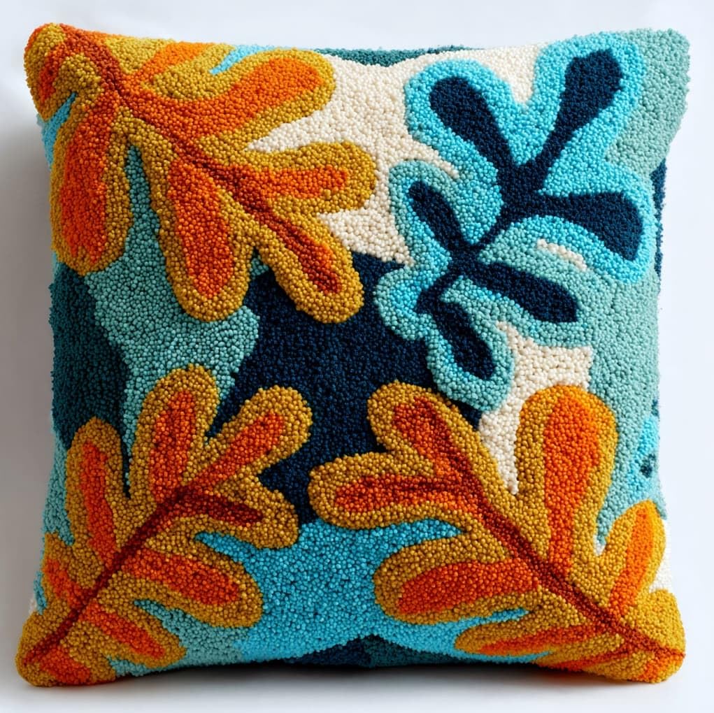 WallustrioaW Latch Hook Pillow Kits Pillow Cover,Oak Leaves