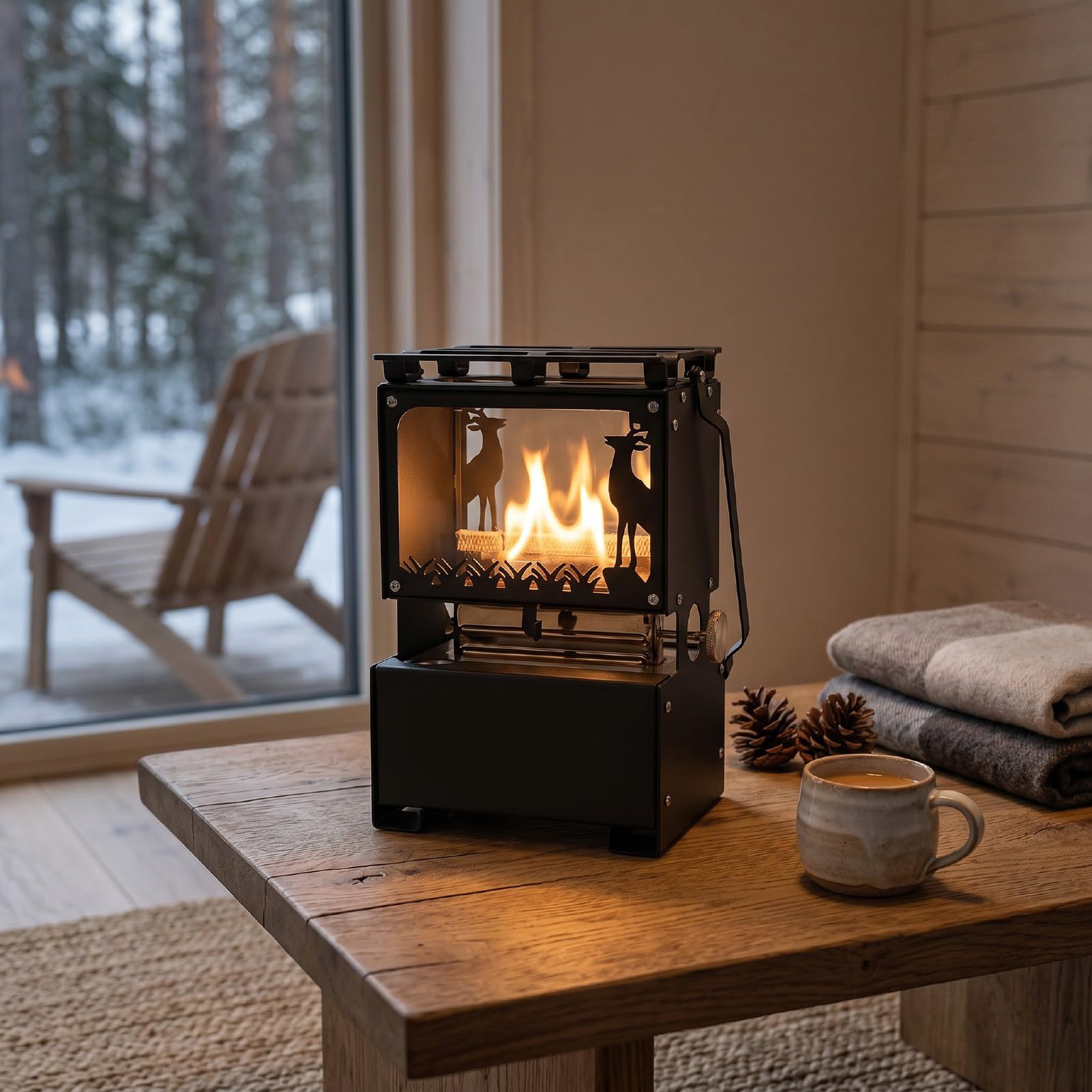 Fdit Camping-Öllaterne, 600 Ml Multi-Brennstoff-Heizofen Zum Kochen von Tee, Kochen von Nudeln, Notlicht-Wärme Im Freien