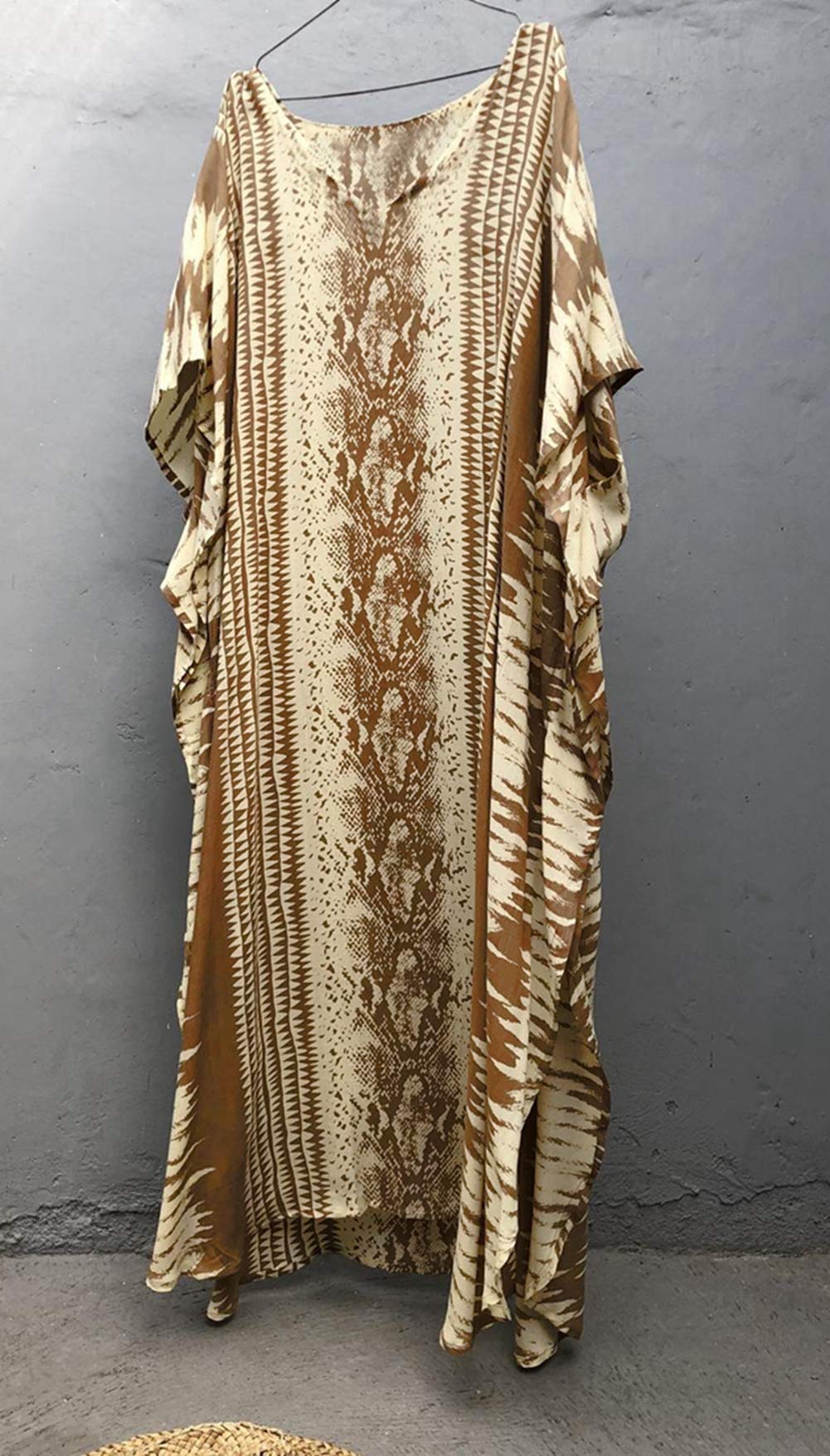 RanRui Caftanes de talla grande para mujer, estilo caftán, teñido anudado, con cuello en V, holgados, suaves, ropa de descanso
