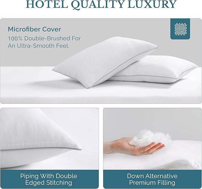 Set 2 Almohadas King Size Firme Suave Relleno Alternativo a Plumas miniatura 3