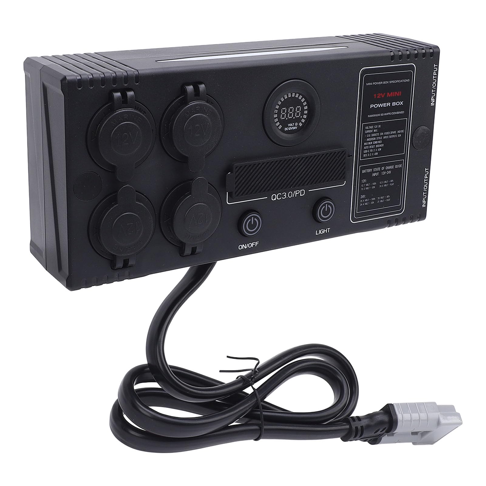 Keenso Mini Zasilacz 12 V, Przenośny Koncentrator Sterujący z 6 Portami USB, 4 Gniazdami Zapalniczki do Przygód na Kempingu