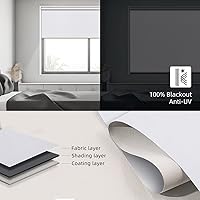 Vista 4 de SmartWings Persiana enrollable motorizada funciona con HomeKit, automáticas, 100% opacas, control remoto inalámbrico para casa inteligente, motor