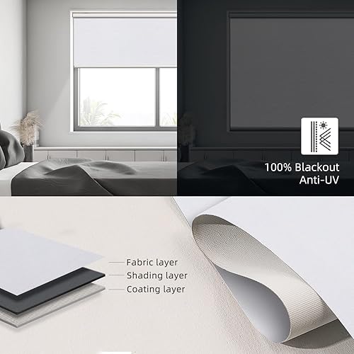 Miniatura 5 de SmartWings Persianas enrollables motorizadas, 100% opacas, con motor Zigbee Alexa, control remoto inalámbrico recargable, color blanco, 25 pulgadas