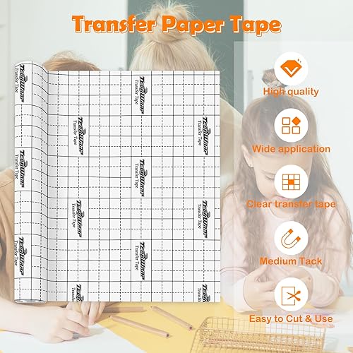 Miniatura 7 de TECKWRAP Cinta de transferencia de vinilo mate para rollo de vinilo 12 pulgadas x 10 pies de baja adherencia para una fácil aplicación en capas,