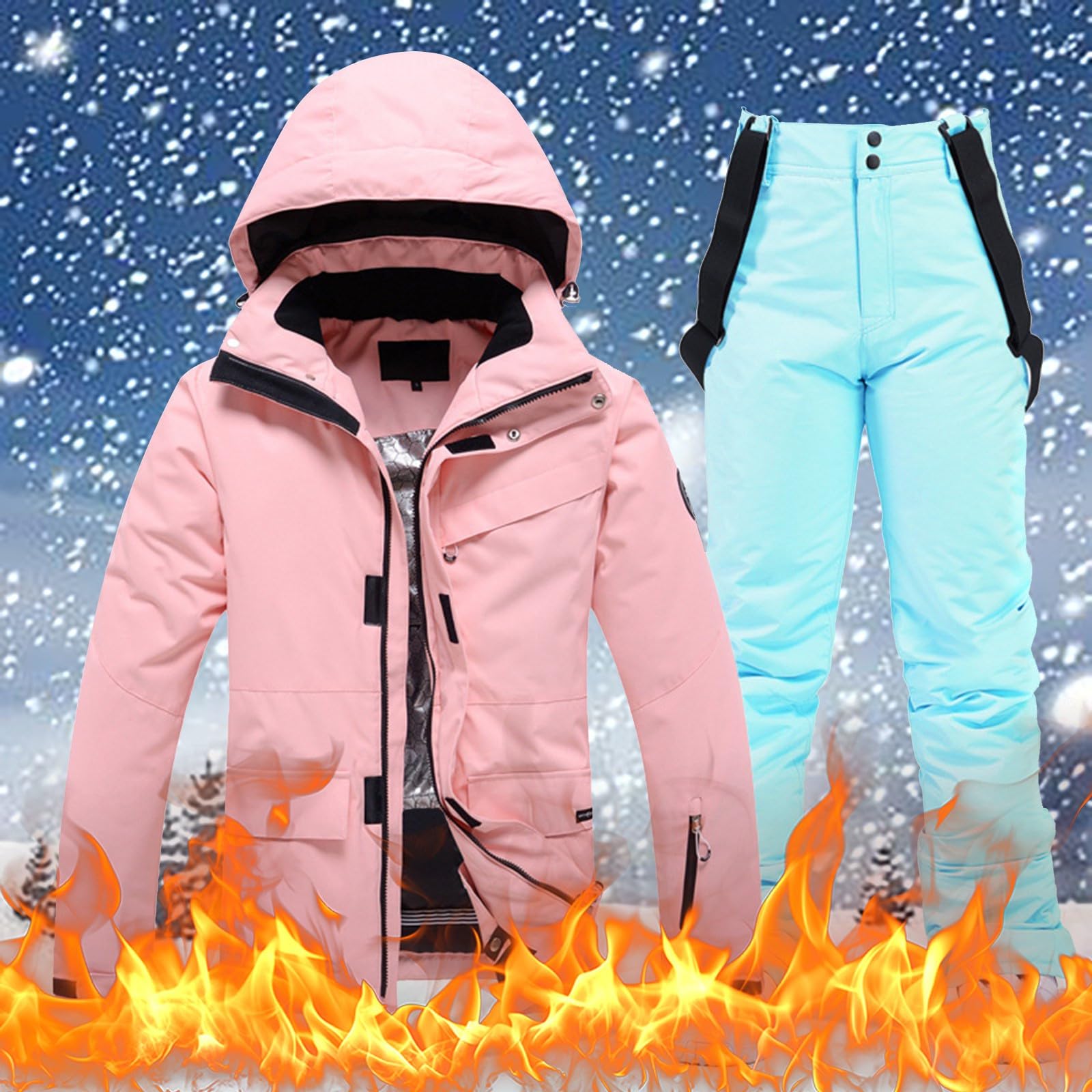 Sunnyuk Tuta Snowboard Uomo Completo da Neve Elegante Tuta da Snowboard Montagna Salopette da Sci Intera Invernale Impermeabili Termico Taglie Forti