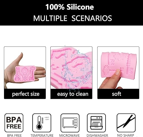 Miniatura 3 de Moldes de silicona vintage para fondant, moldes de chocolate con cerradura de ojo de cerradura, llaves en forma de amor, moldes de cocina para