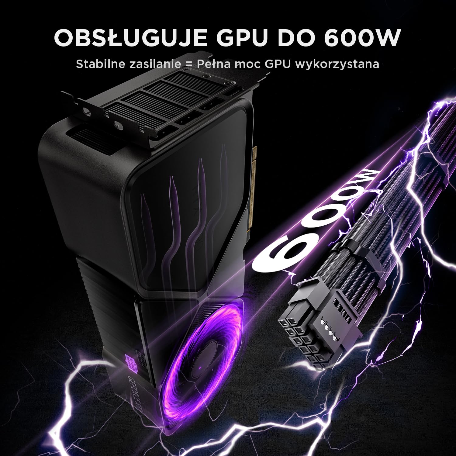 AsiaHorse PCIE 5.0 12VHPWR PSU przedłużacz kabla Kit [16AWG] kabel zasilający do CPU i GPU 30 cm