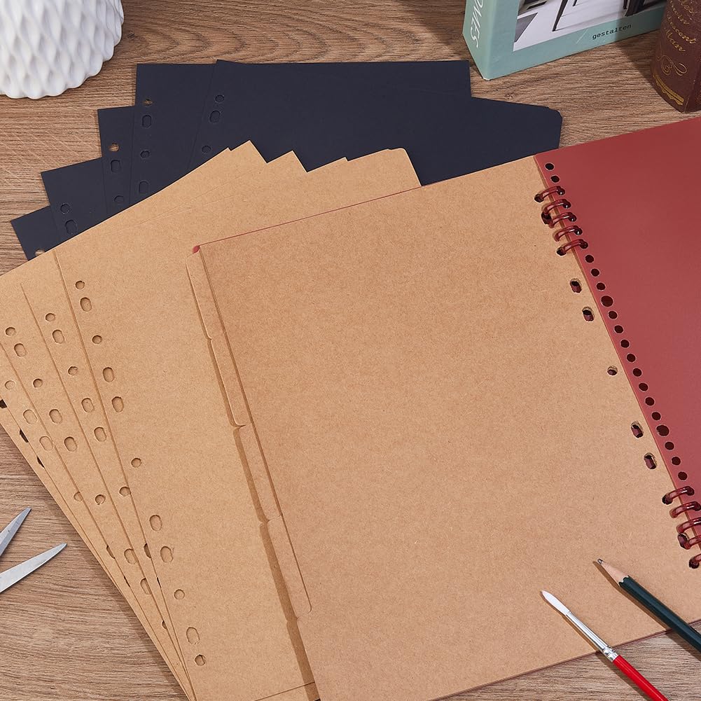 SUPERFINDINGS 30 Sheets 2 Colors 5-Tab Binder Dividers A4 Blank Index Dividers Office Subject Dividers with Tab 11-Hole Index Tabs Sheets 29.8x22cm Study Paper Binder Dividers for Planner Notebook - Image 4