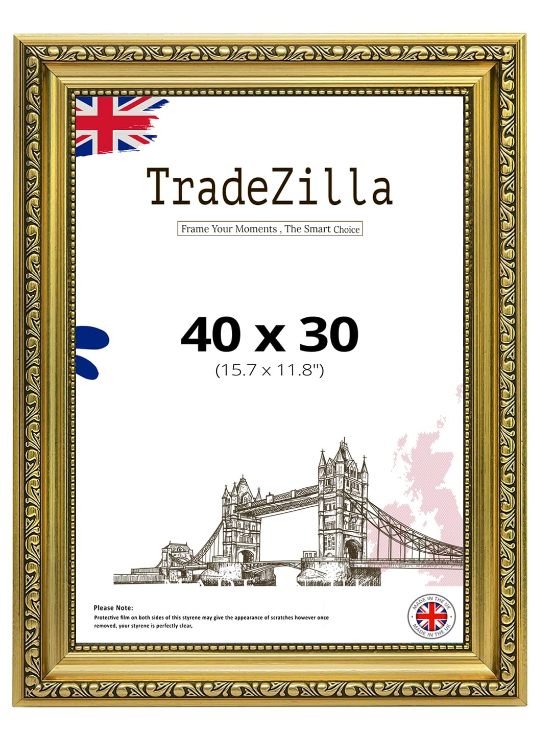 TradeZilla Large Vintage Style Ornate 40x30cm Size Shabby Chic Gold -Handmade Picture/Photo/Poster Frame Wall Art Hanging Frame - Shabby Chic Wall Gallery Home Décor -40X30 CM (15.7X11.8)