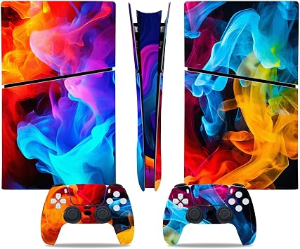 Skin Sticker for PS5 Slim Digital, Full Set Vinyl Decal Cover Wrap for Console and Controller Multi