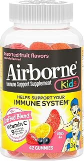 500mg Vitamin C + Zinc Immune Support Supplement Gummies for Kids, Assorted Fruit Flavor, Gluten Free Crafted Blend with Powerful Antioxidants Vitamins C & E, 42 Gummies (2 Pack)