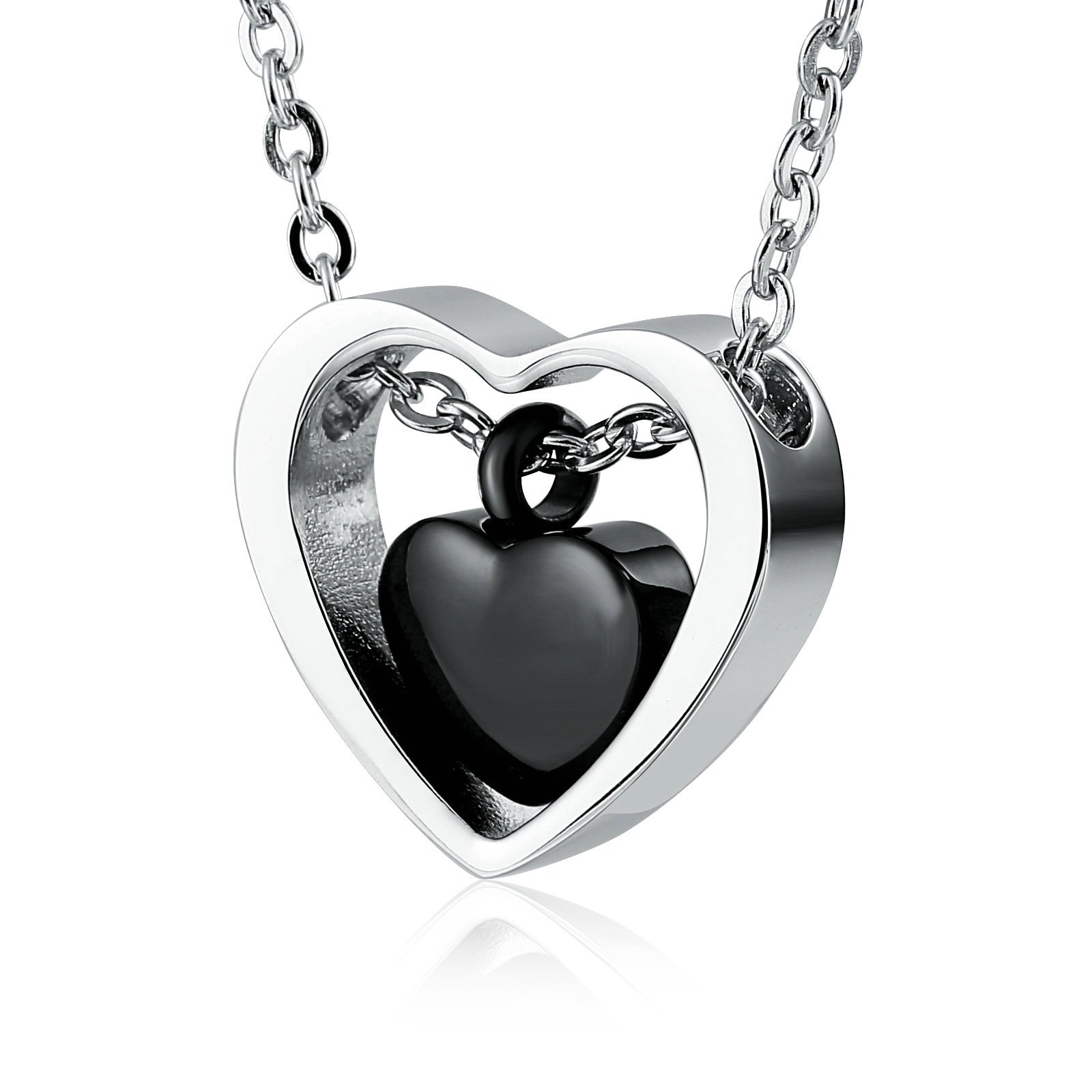 Beydodo Collier urne en forme de cœur en acier inoxydable Doré/argenté/noir