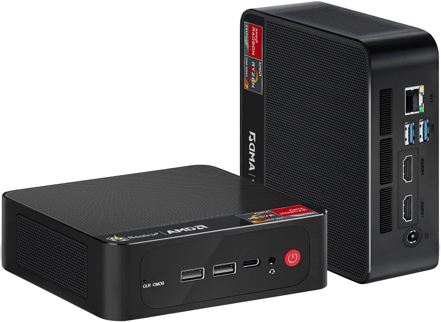 SER5 MAX Mini Pc,AMD Ryzen 7 7735U(up to 4.75GHz,8C/16T),Mini Computer with 24GB LPDDR5/500GB M.2 PCle x4 SSD,Support Triple Display/2.5G LAN/WiFi 6/BT5.4