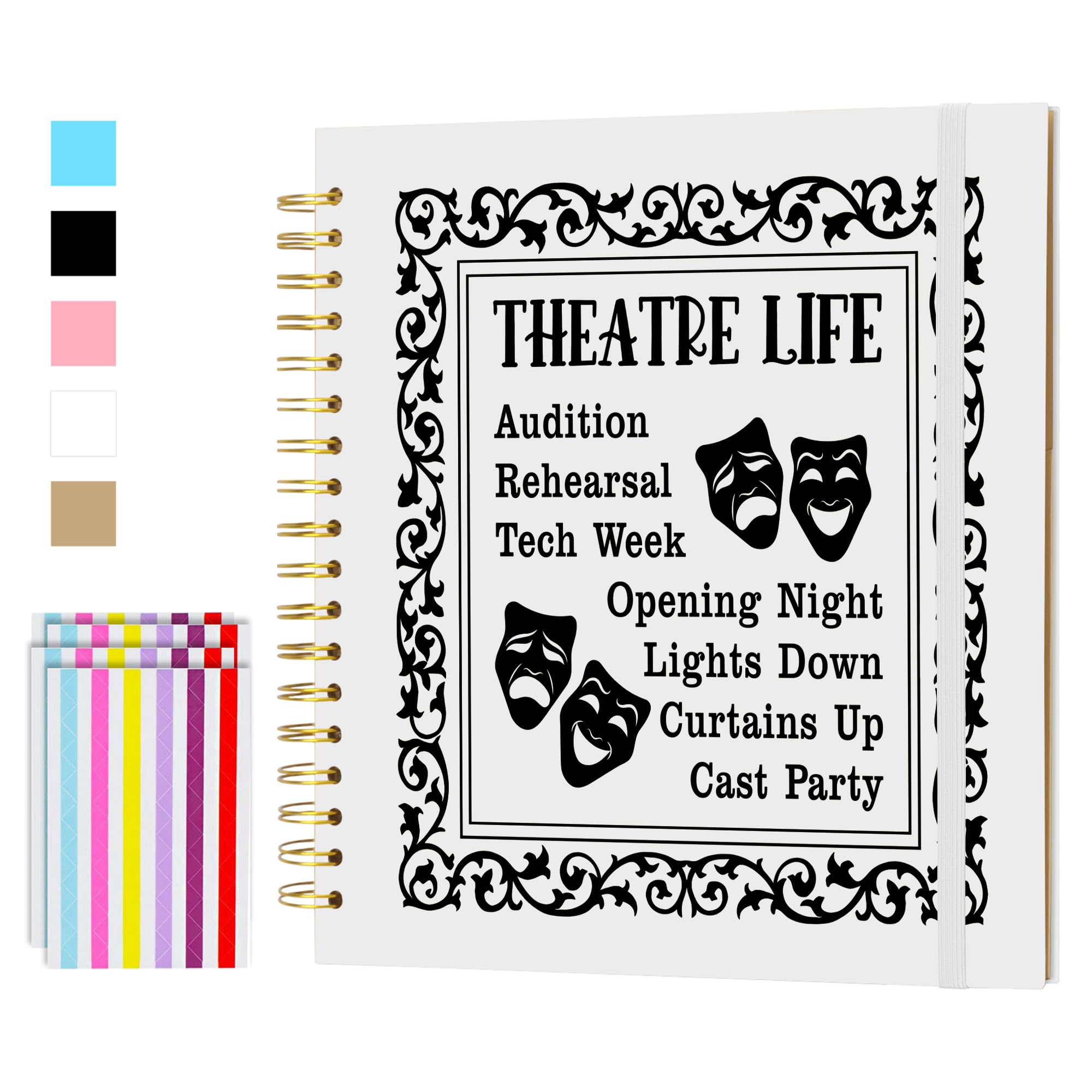 Theaterleben, Theaterliebhaber-Scrapbook, Album, DIY-Fotoalbum für Regisseur, Komödie, Tragödie, Schauspieler, Scrapbooking, Musiktheater, Scrapbook, Journal, Weiß, 25,4 x 25,4 cm