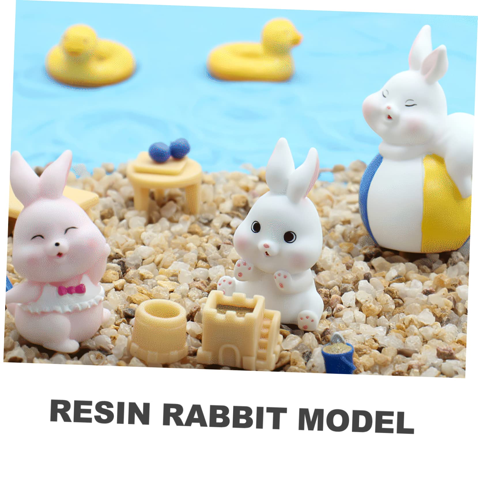 STOBOK STK Strandhase Mini-gartenfiguren Gartenschmuck Osterhasen-Statue Kaninchenfiguren Hase-Kaninchen- Osterhasenfigur Heimzubehör Mini-tierfigur Feenstatue Harz Zylinder Feder