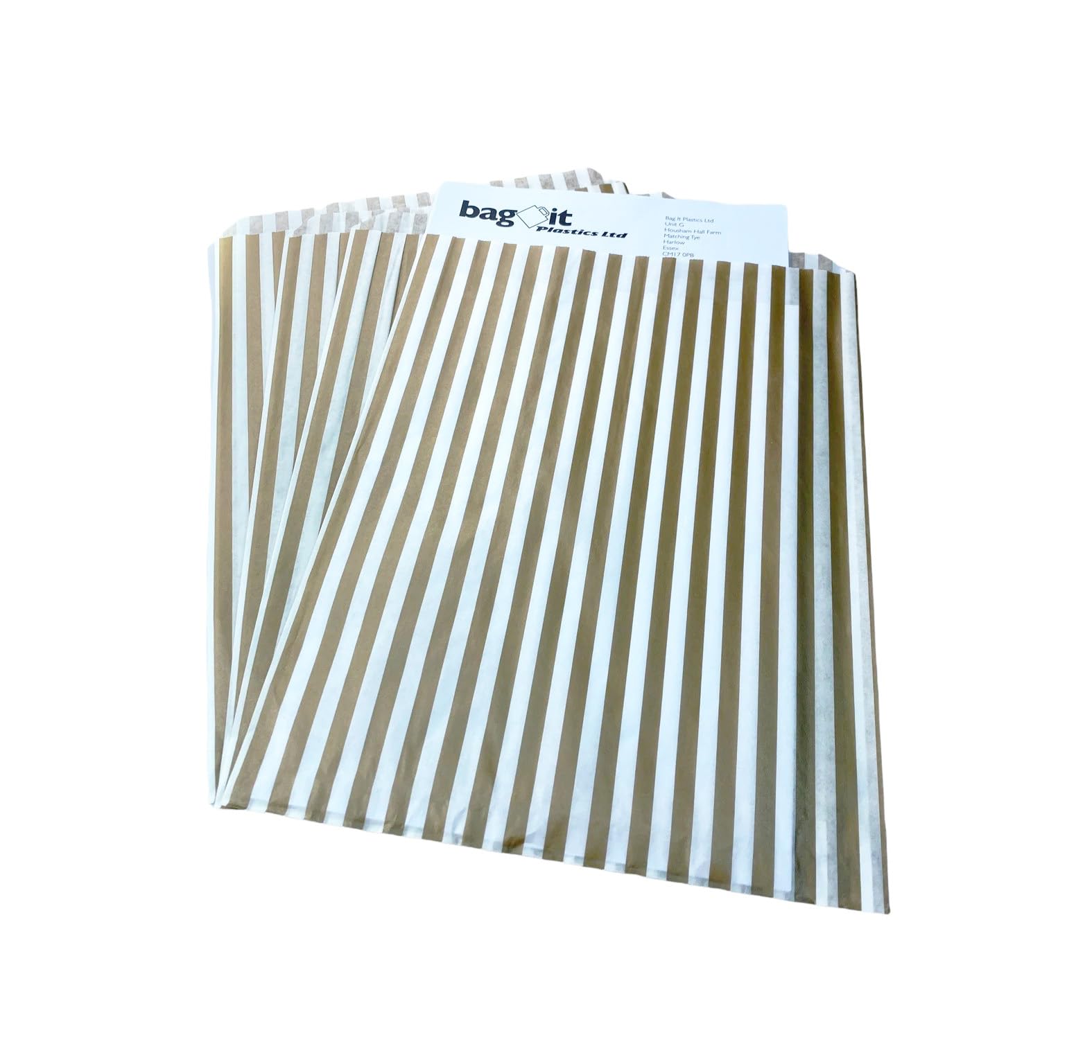 Candy Stripe Gold Sweet Gift Bags - 10" x 14"/ 250mm x 350mm - Pack of 500