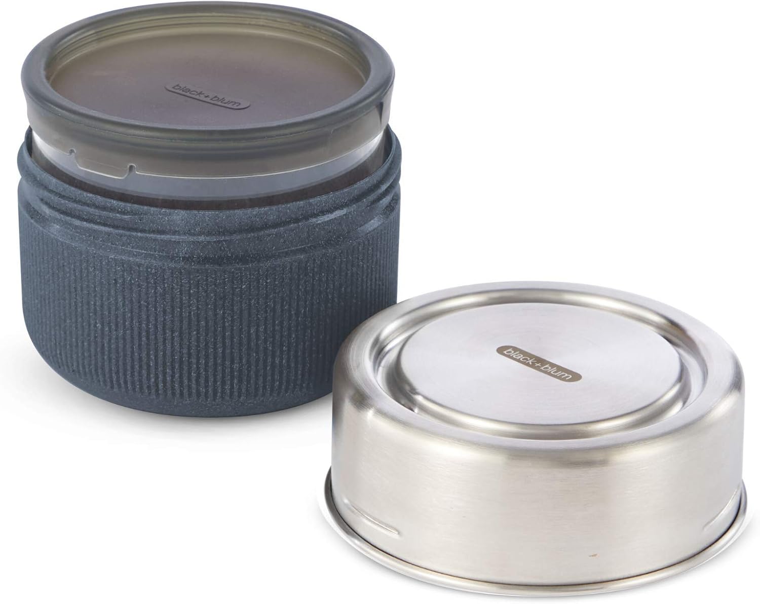 BLACK + BLUM Glass Bowl | Leak Proof Meal Prep Lunch Box Food Container, Stainless Steel | Slate, 20 oz / 600 ml