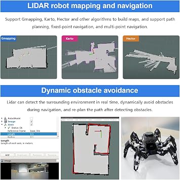 Phage Hexapod Robot Kit for Jetson Nano 3D Deep Camera, ROS Lidar Mapping Navigation, AI Visual Recognition Programmable Bionic Spider Robot Kit