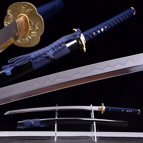 HERO SWORD Tao Luan Hamon de acero templado hecho a mano de arcilla T10 Katana auténtica japonesa Kanahada pulido samurai espada real de combate