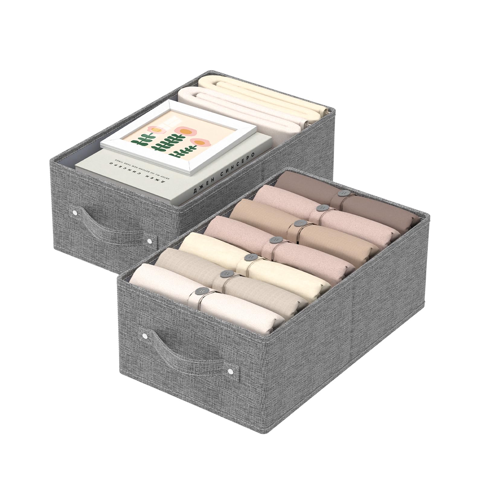 ENUMAIL Collapsible Storage Boxes, Fabric Cloth Laundry Bins, Cube Baskets for Organizing Home Office and Closet, Grey