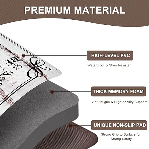 Miniatura 8 de Farmhouse - Juego de 2 tapetes de cocina de espuma viscoelástica impermeables, juego de alfombras y tapetes de cocina personalizados para oficina en