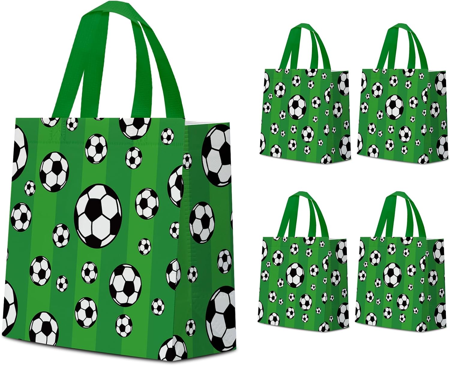 24 PCS Soccer Gift Bags Soccer Party Decorations with Handles Reusable Soccer Goodie Snack Favor Bag Non Woven Party Favor Bags for Sports Birthday Supplies