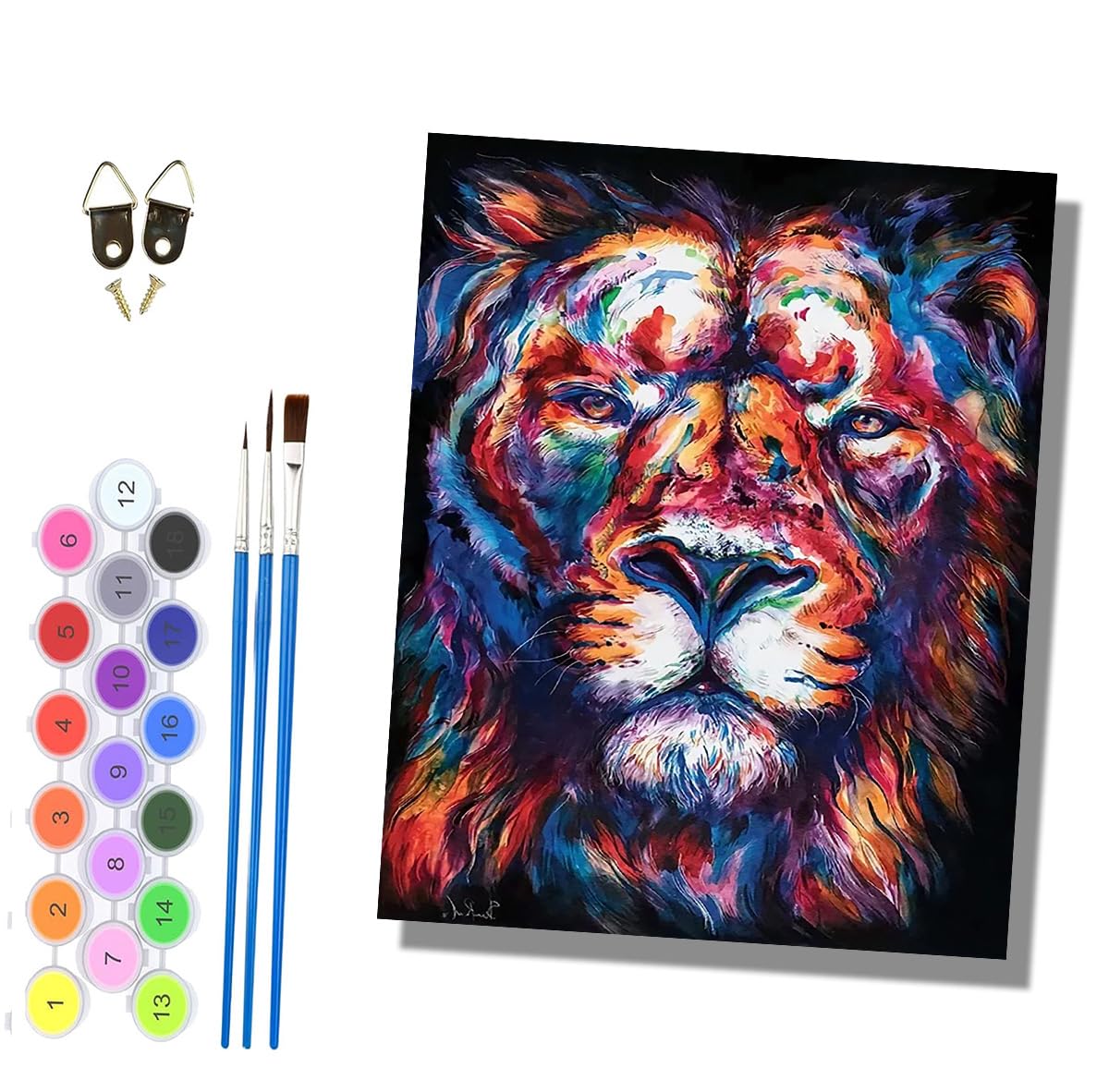 HONGPZH Paint by Numbers for Adults and Beginner Painting by Number Kits On Canvas Without Frame Painting Acrylic Paints Home Wall Decor 40x50cm/16x20in Colorful Tiger