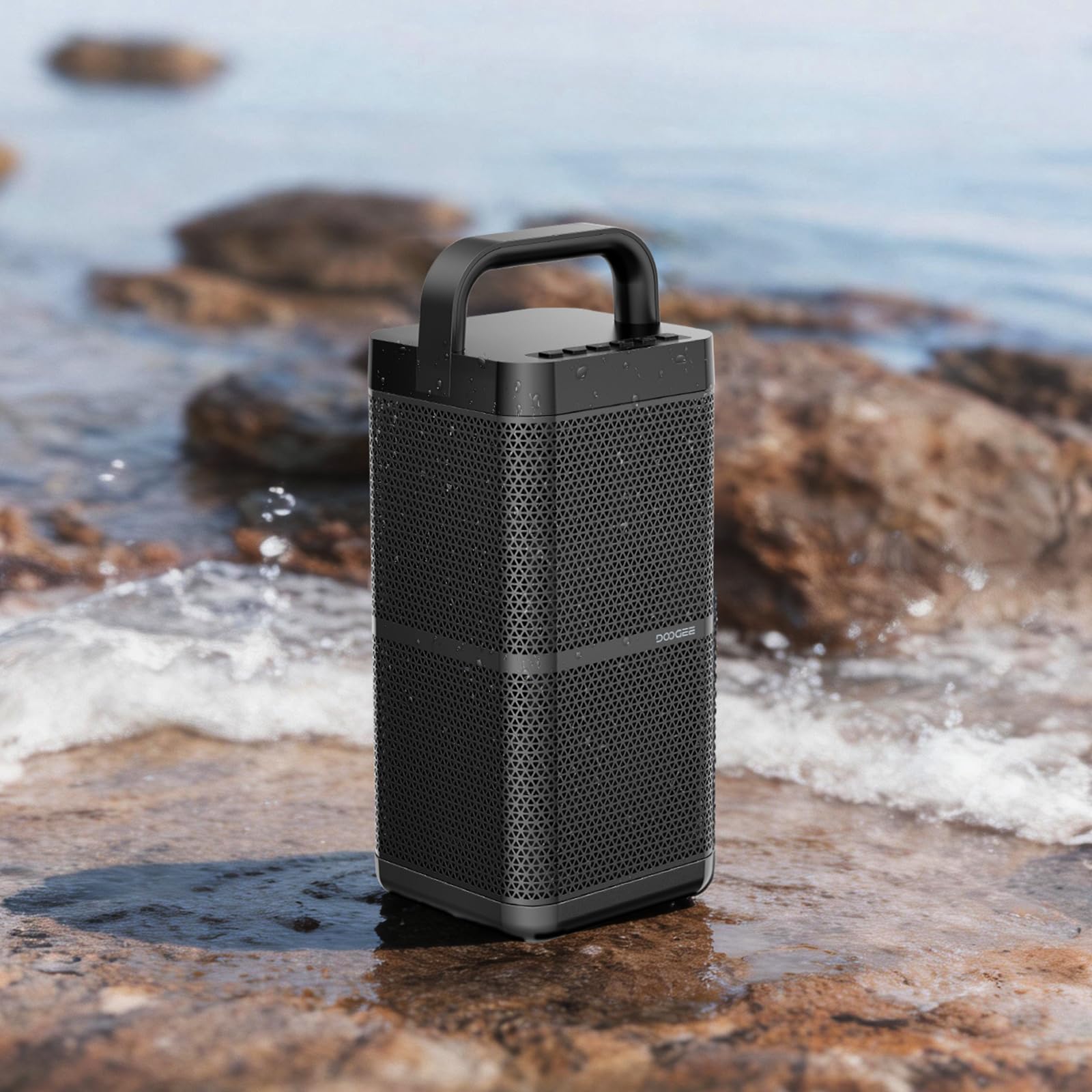 Tough Block Pro Cassa Musica Portatile, Cassa Con Microfono Portatile, Altoparlante Resistente, Audio Potente, Batteria Lunga Durata per Esterno, Viaggi, Feste, Uso Domestico - Nero
