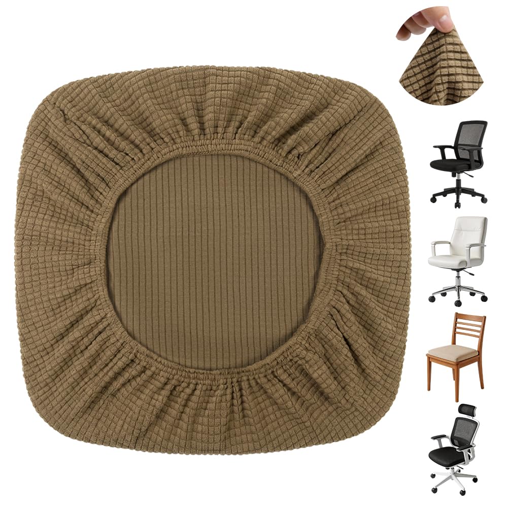 Alaoo High Stretch Dining Chair Seat Cushion, 1Pcs Office Covers Seat Cover, Stretch Seat Cover, Anti-dust Seat Protector for Dining Room, Kitchen, Chocolate