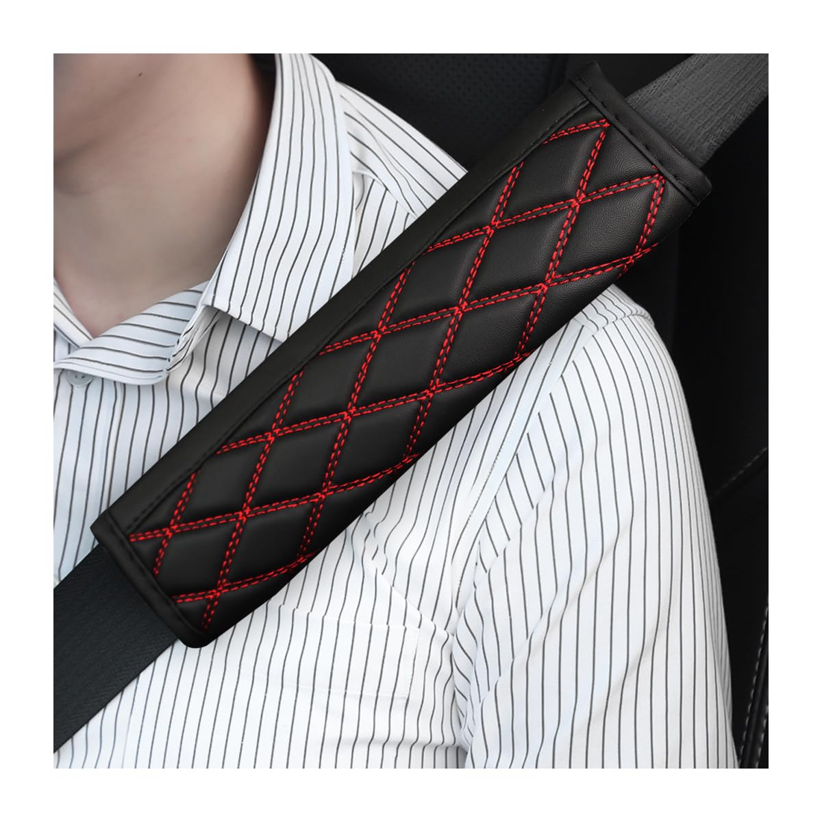 Bittwee Car Seat Belt Pads, 2PCS Leather Seatbelt Covers Protect Your Neck and Shoulder & More Comfortable Driving, Harn