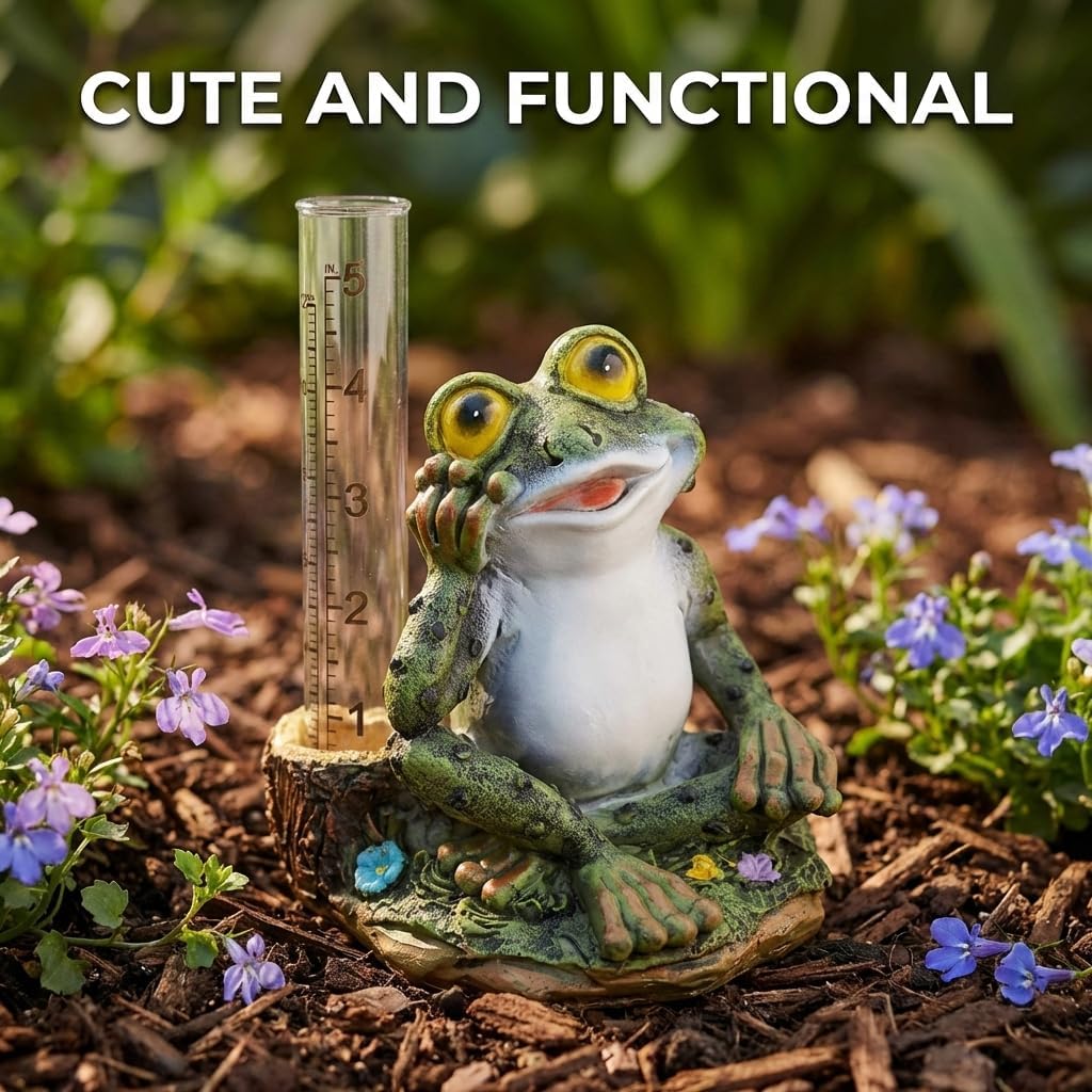 Distinctive Designs Cute Resin Frog Animal Rain Gauge (Frog)
