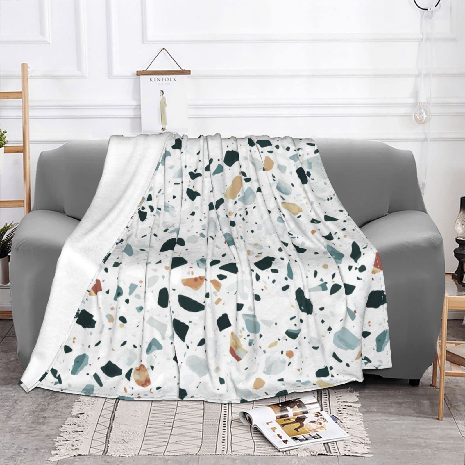 Schwarze Marmor-Flanell-Decke – 152,4 X 127 Cm, Weich, Flauschig, Ganzjährig Nutzbar Für Sofa, Bett & Reisen