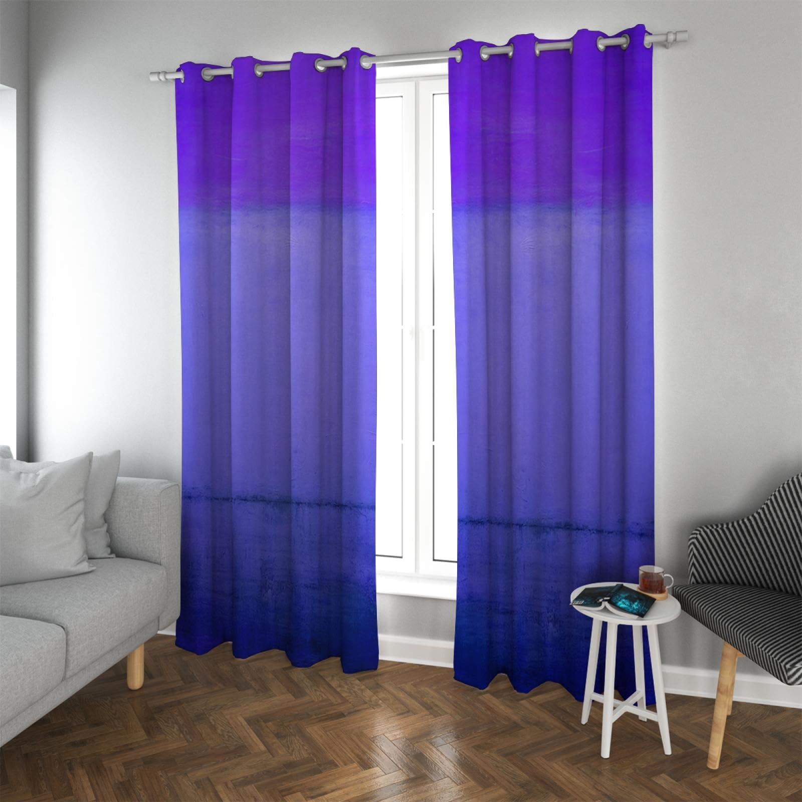 Rideaux occultants dégradés bleus et violets 2 panneaux H183xB117 pour salon