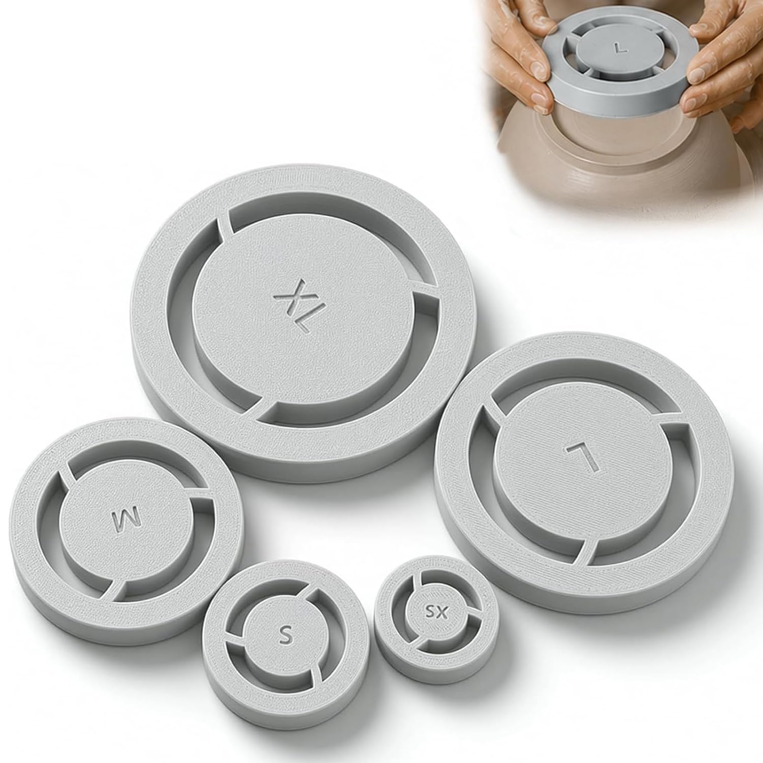 5PCS Pottery Foot Ring Tool, Pottery Foot Ring Tool Set, Clay Foot Ring Template for Pottery Wheel, Ceramic Foot Ring Tool for Cups, Bowls, Mugs & Plates, Pottery Trimming Tool for DIY Clay Projects