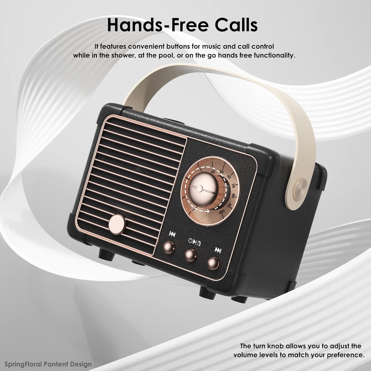 Retro Bluetooth Speaker, Vintage Decor, Small Portable Wireless Speaker,Hands-Free Call,400mA Battery,TF Card,Aux Line, for iOS Android Smartphone Home Office, Gift Ideas Black