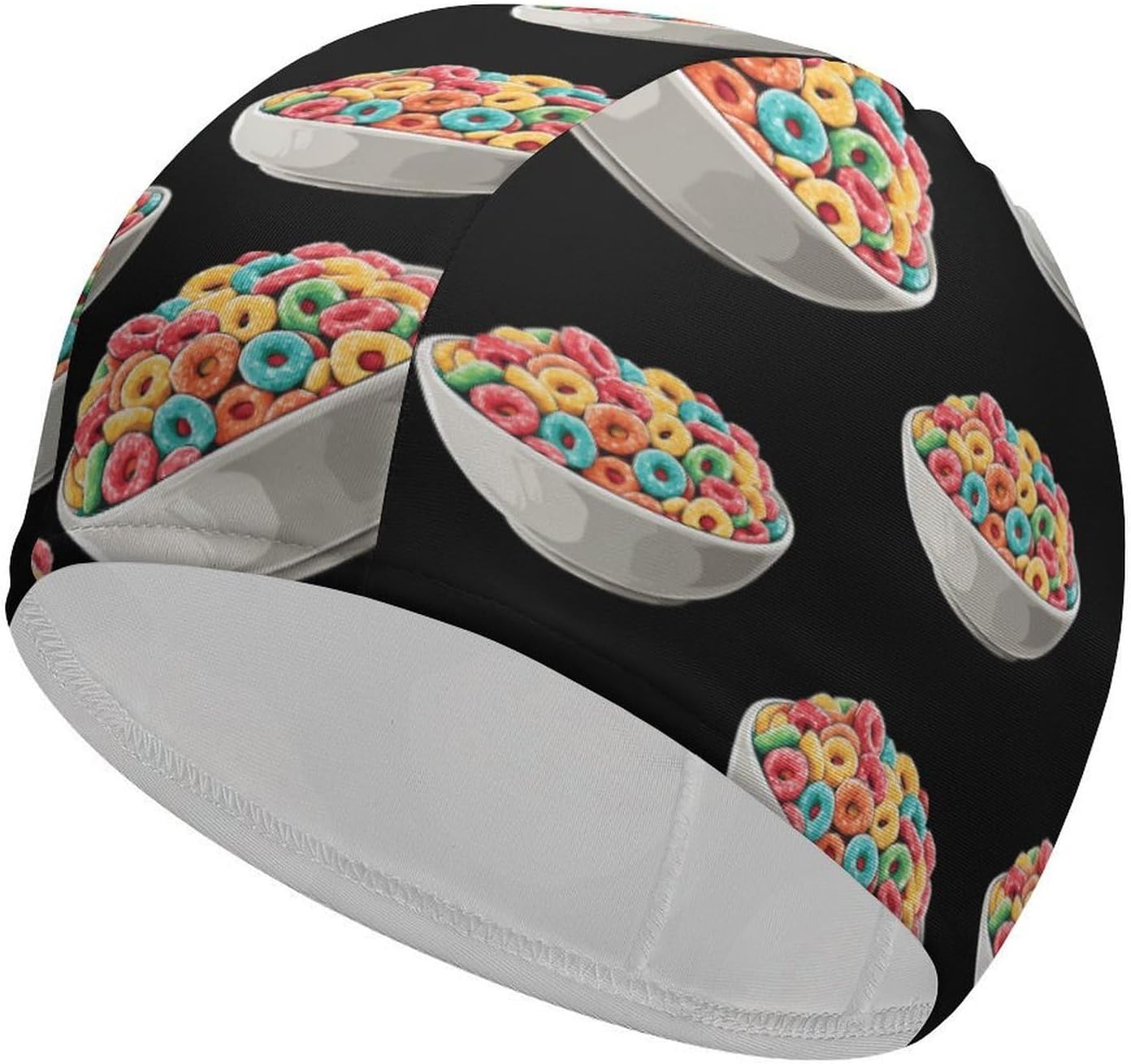 Bowl Filled Cereals Loops Womens Swim Cap for Men Adult Swimming Hat Curly Short Medium Long Hair