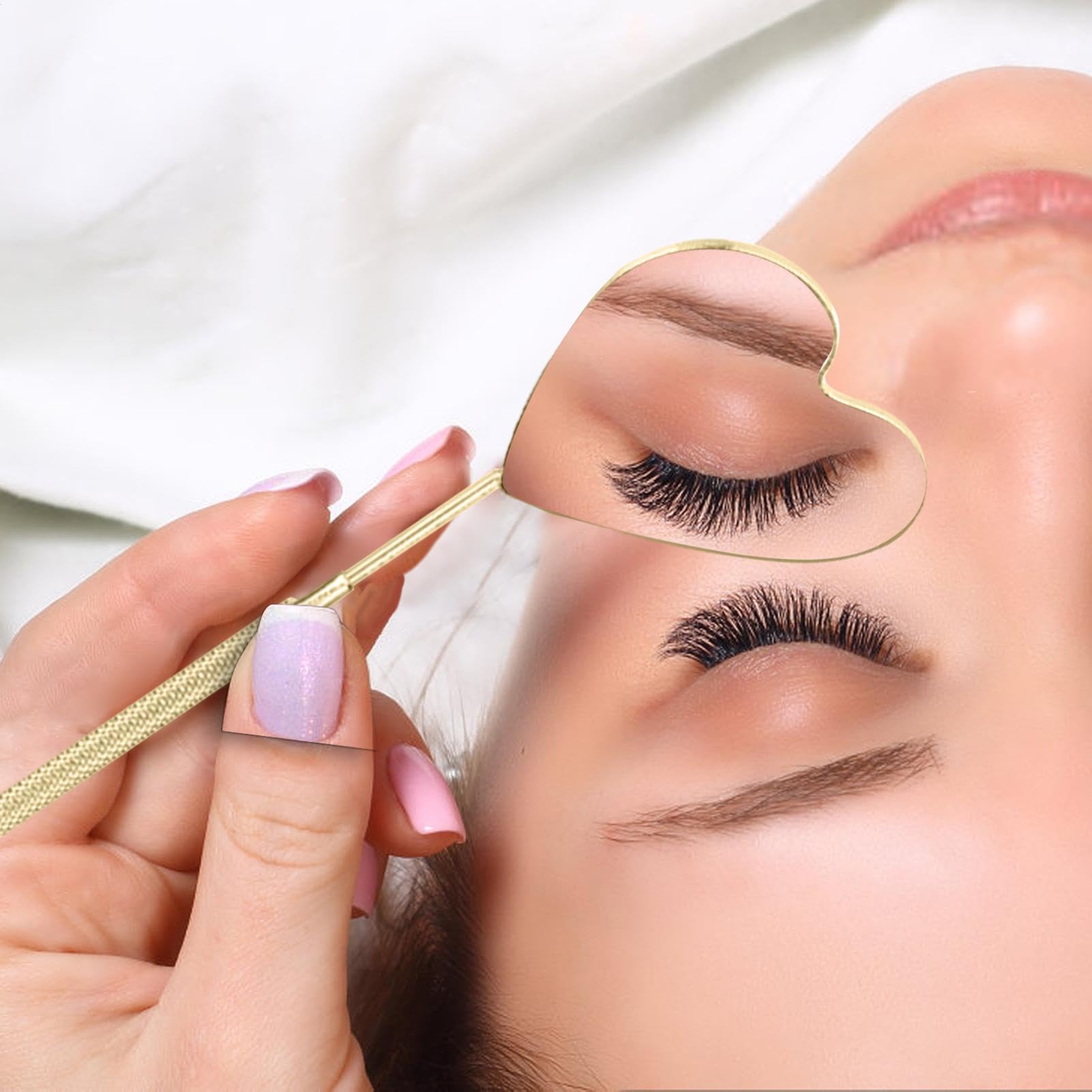 Specchio Lash Tech, Specchio per ciglia per extension ciglia,Specchio portatile per ciglia con manico lungo per trucco - Specchietto per trucco per ciglia per viaggi a casa