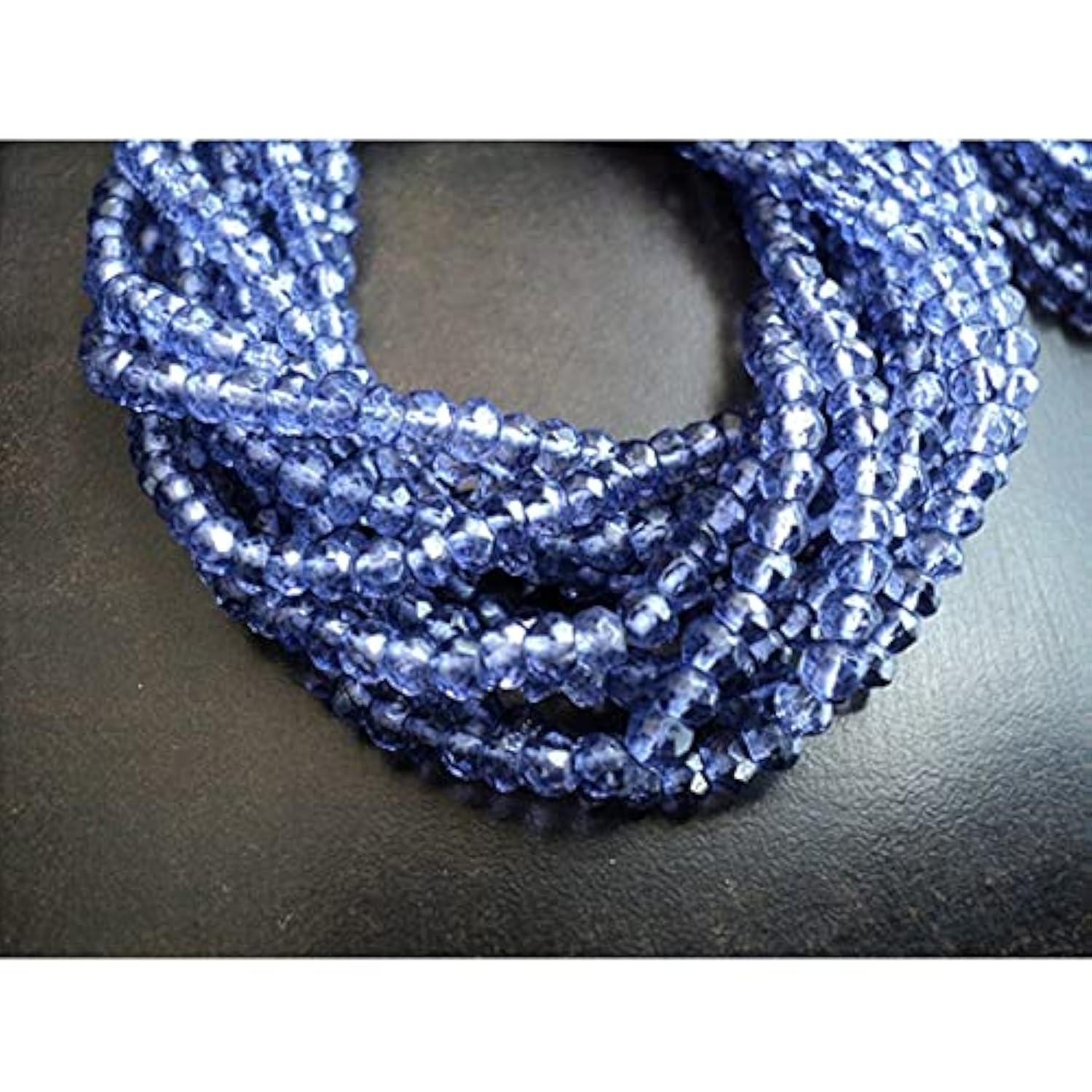 LKBEADS 5 żyłek naturalny niebieski powlekany kwarc koralik, kolor iolitowy, mikro fasetowane okrągłe koraliki, 4 mm koraliki, 35 cm
