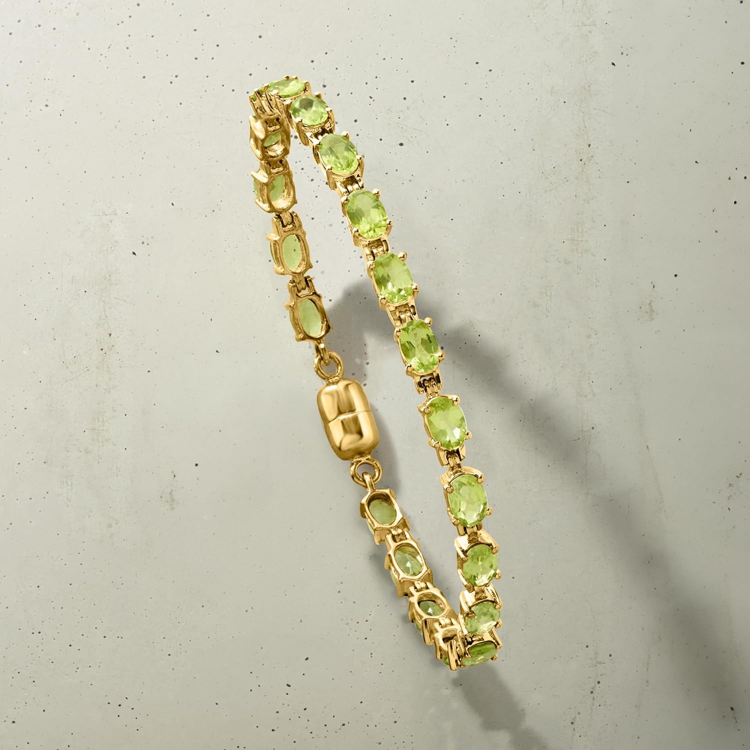 Ross-Simons 8.50 ct. t.w. Peridot Tennis Bracelet in 18kt Gold Over Sterling With Magnetic Clasp